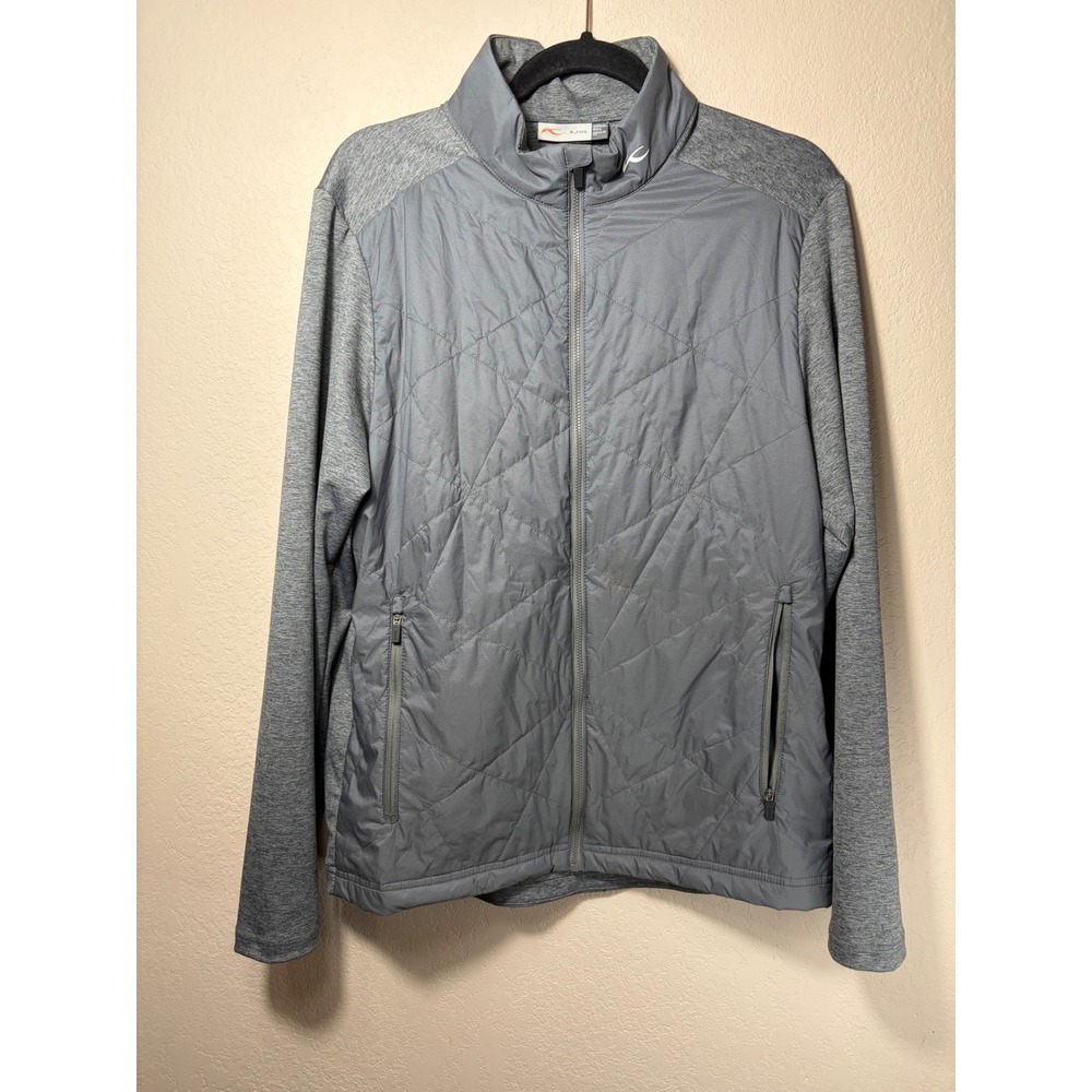 KJUS Men Retention Jacket Grey Quilted Hybrid Golf Full Zip MG15-908 Size 52 L